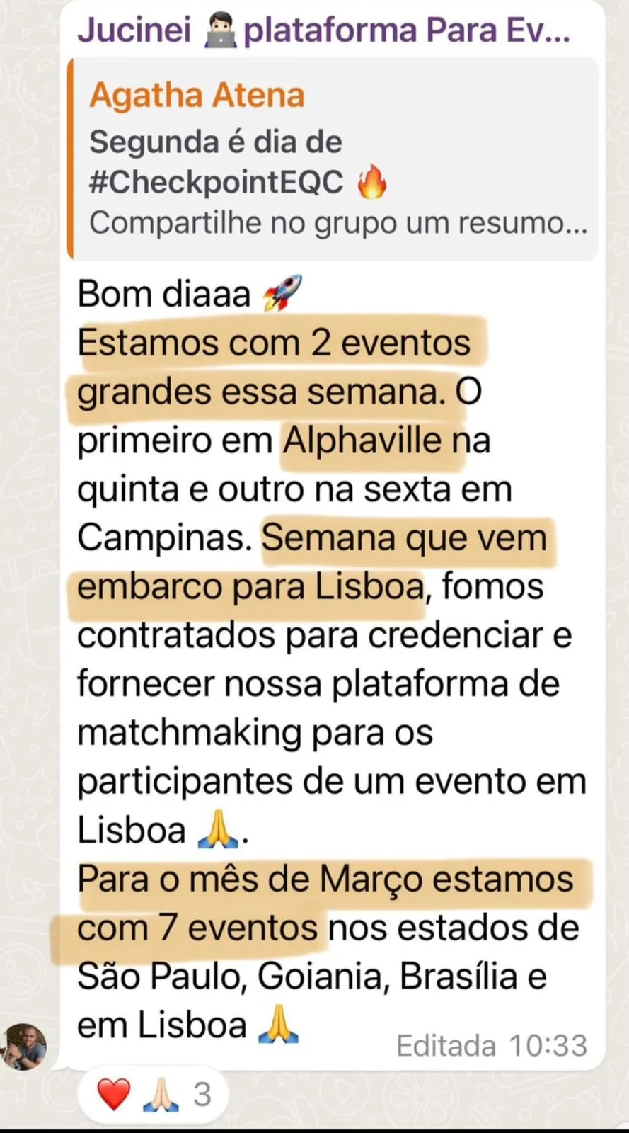 Depoimento: dois eventos grandes na semana e sete eventos no mês de março