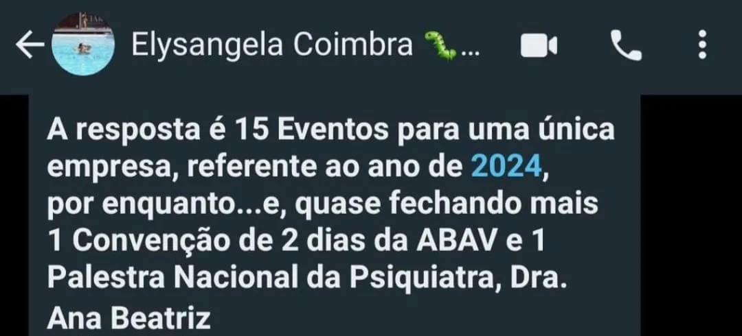 Depoimento: 15 eventos para uma única empresa no ano
